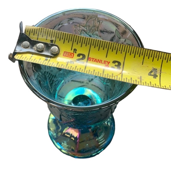 🩸SOLD🩸 1970s Iridescent Harvest Grape Vine Carnival Glass Vintage Globet - Picture 12 of 15